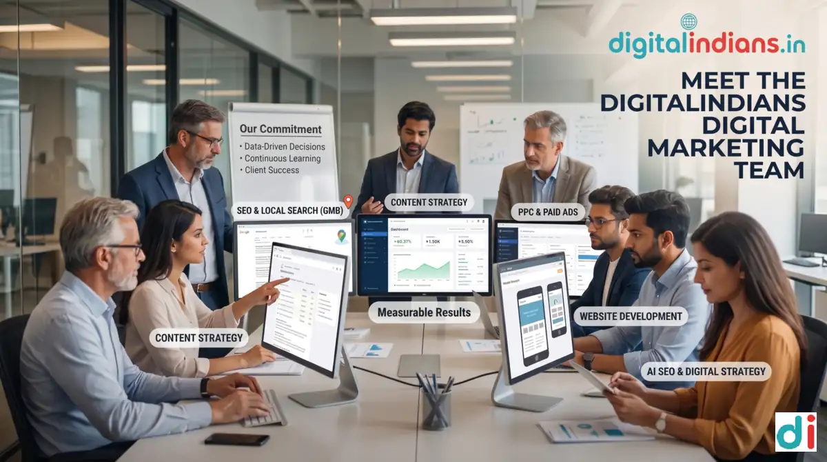 Digital Marketing Team at DigitalIndians collaborating on SEO and online marketing strategies